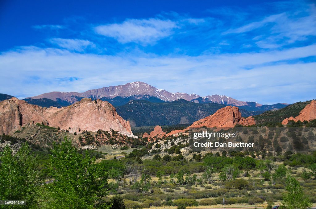 Garden of the Gods with Pikes Peak