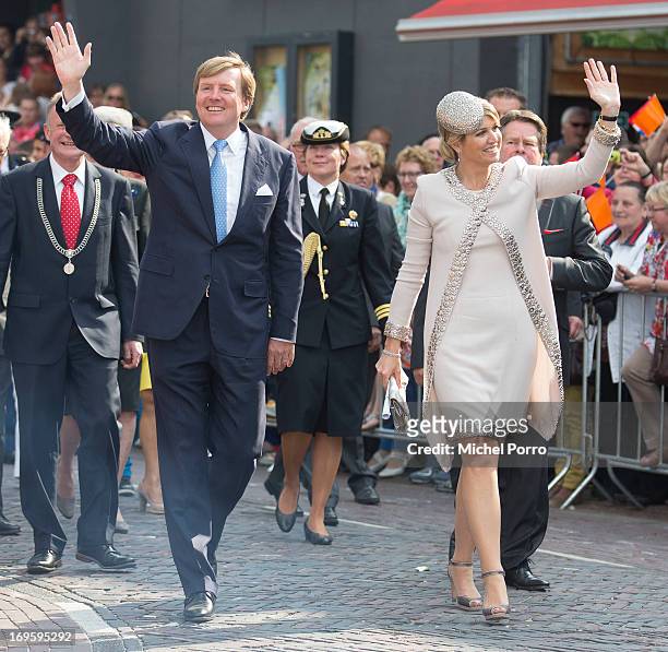 King Willem-Alexander and Queen Maxima of The Netherlands attend activities during their one day visit to Groningen and Drenthe provinces on May 28,...