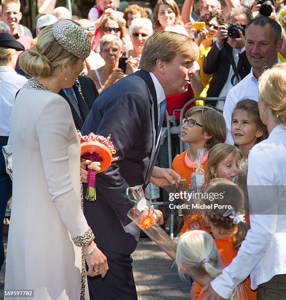 King Willem-Alexander and Queen Maxima of The Netherlands participate in activities during a one day visit to Groningen and Drenthe provinces at...