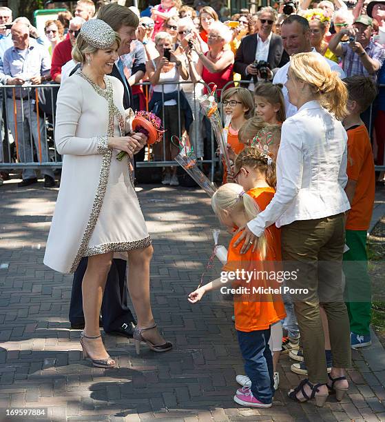 King Willem-Alexander and Queen Maxima of The Netherlands participate in activities during a one day visit to Groningen and Drenthe provinces at...