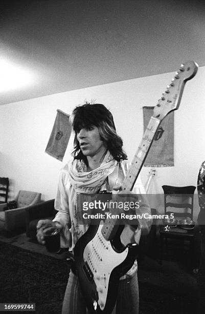 Keith Richards of the Rolling Stones is photographed backstage in 1972 in Long Beach, California. CREDIT MUST READ: Ken Regan/Camera 5 via Contour by...