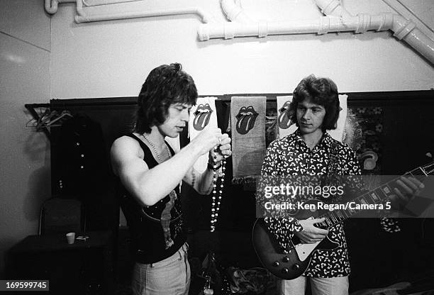 Mick Jagger of the Rolling Stones is photographed backstage in 1972 in San Francisco, California. CREDIT MUST READ: Ken Regan/Camera 5 via Contour by...