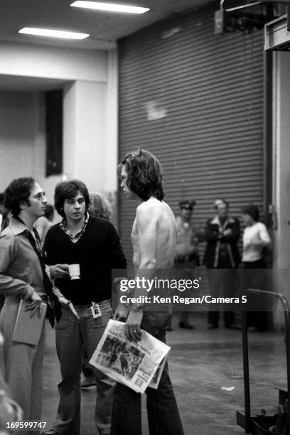 Mick Jagger of the Rolling Stones is photographed backstage in June 1975 in San Antonio, Texas. CREDIT MUST READ: Ken Regan/Camera 5 via Contour by...