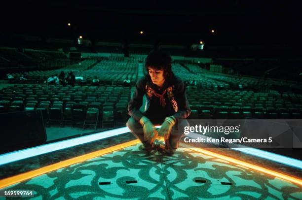 Ronnie Wood of the Rolling Stones is photographed onstage in June 1975 at Madison Square Garden in New York City. CREDIT MUST READ: Ken Regan/Camera...