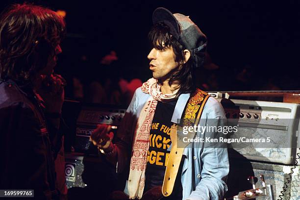 Mick Jagger and Keith Richards of the Rolling Stones are photographed backstage on in the 1970's. CREDIT MUST READ: Ken Regan/Camera 5 via Contour by...