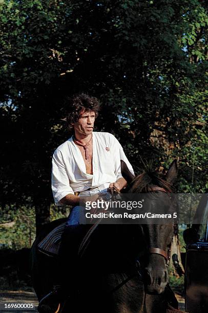 Keith Richards of the Rolling Stones is photographed at Longview Farm in September 1981 in Worcester, Massachusetts. CREDIT MUST READ: Ken...