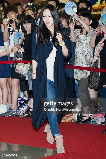 South Korean actress Han Ga-In attends the 'Secretly Greatly' VIP Screening at Mega Box on May 27, 2013 in Seoul, South Korea. The film will open on...