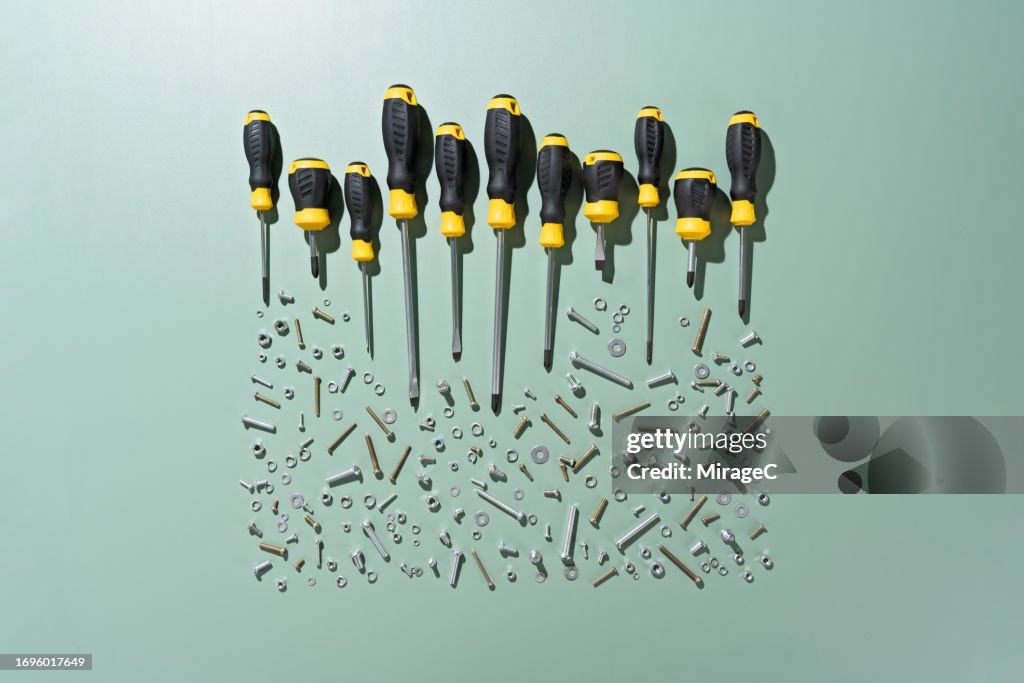 Screwdrivers Rissole Set Of Assorted Screwdrivers With Assorted Screws High-Res Stock Photo ...