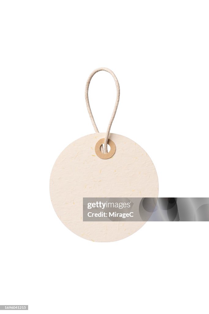 Price Tag Rope Circle Shape Beige Paper Price Tag With Rope Isolated On White High-Res ...