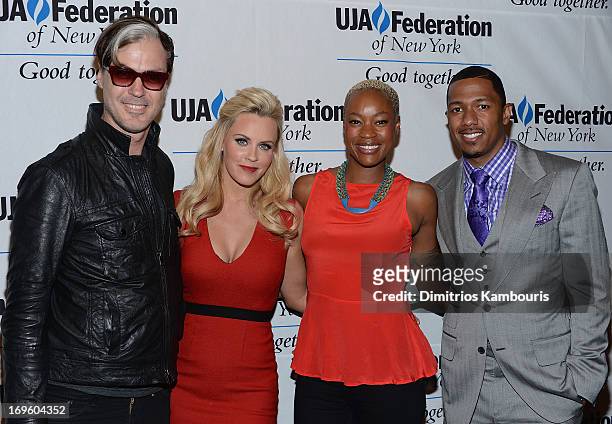 Michael Fitzpatrick of Fitz and the Tantrums, Jenny McCarthy, Noelle Scaggs and Nick Cannon attend the UJA-Federation Of New York Entertainment,...