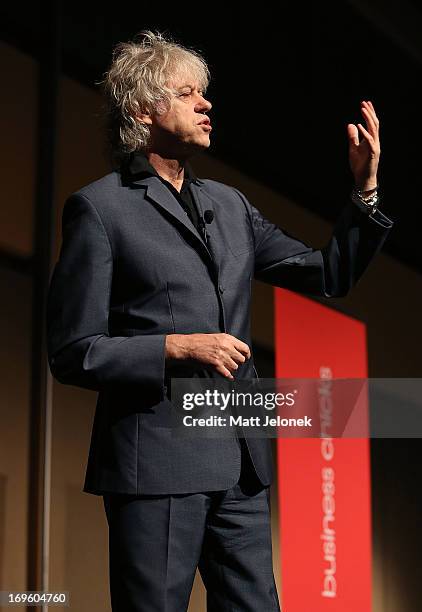 Bob Geldof speaks to attendees of the Business Chicks Breakfast at the Hyatt Regency on May 29, 2013 in Perth, Australia.