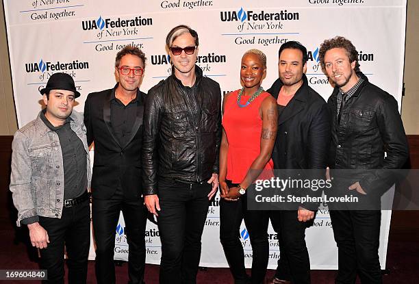 James King, John Wicks, Michael Fitzpatrick, Noelle Scaggs, Jeremy Ruzumna and Joseph Karnes of Fitz and The Tantrums attend The UJA-Federation Of...