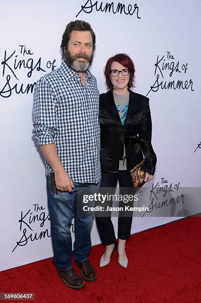 Actors Nick Offerman and Megan Mullally arrive at the screening of CBS Films' "The Kings of Summer" at ArcLight Cinemas on May 28, 2013 in Hollywood,...