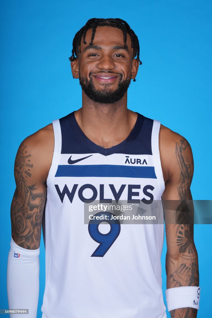 Nickeil Alexander-Walker of the Minnesota Timberwolves poses for a