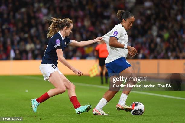 Lauren James of England runs with the ball during the UEFA Women's Nations League match between England and Scotland at Stadium of Light on September...