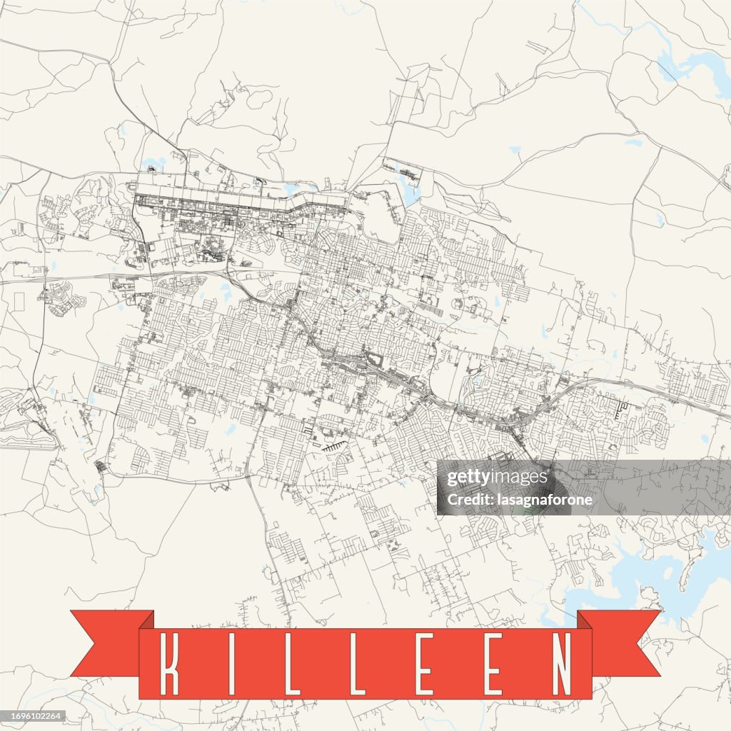 Killeen, Texas, USA Vector Map