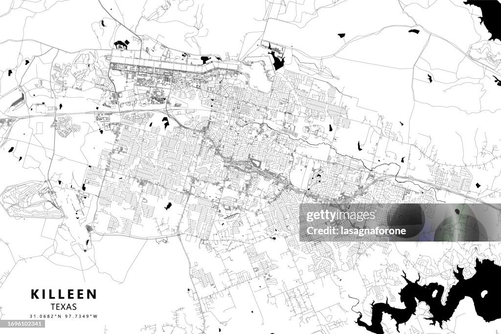 Killeen, Texas, USA Vector Map