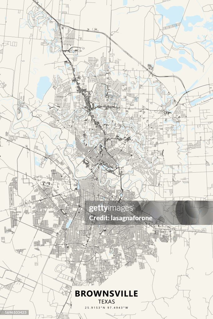 Brownsville, Texas, USA Vector Map