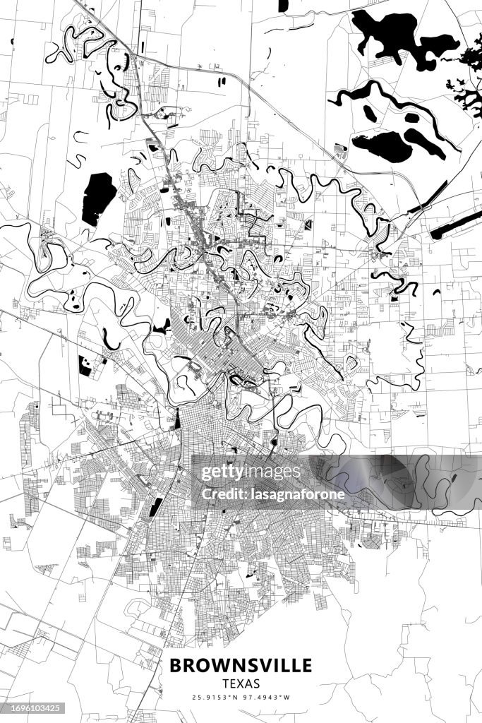 Brownsville, Texas, USA Vector Map