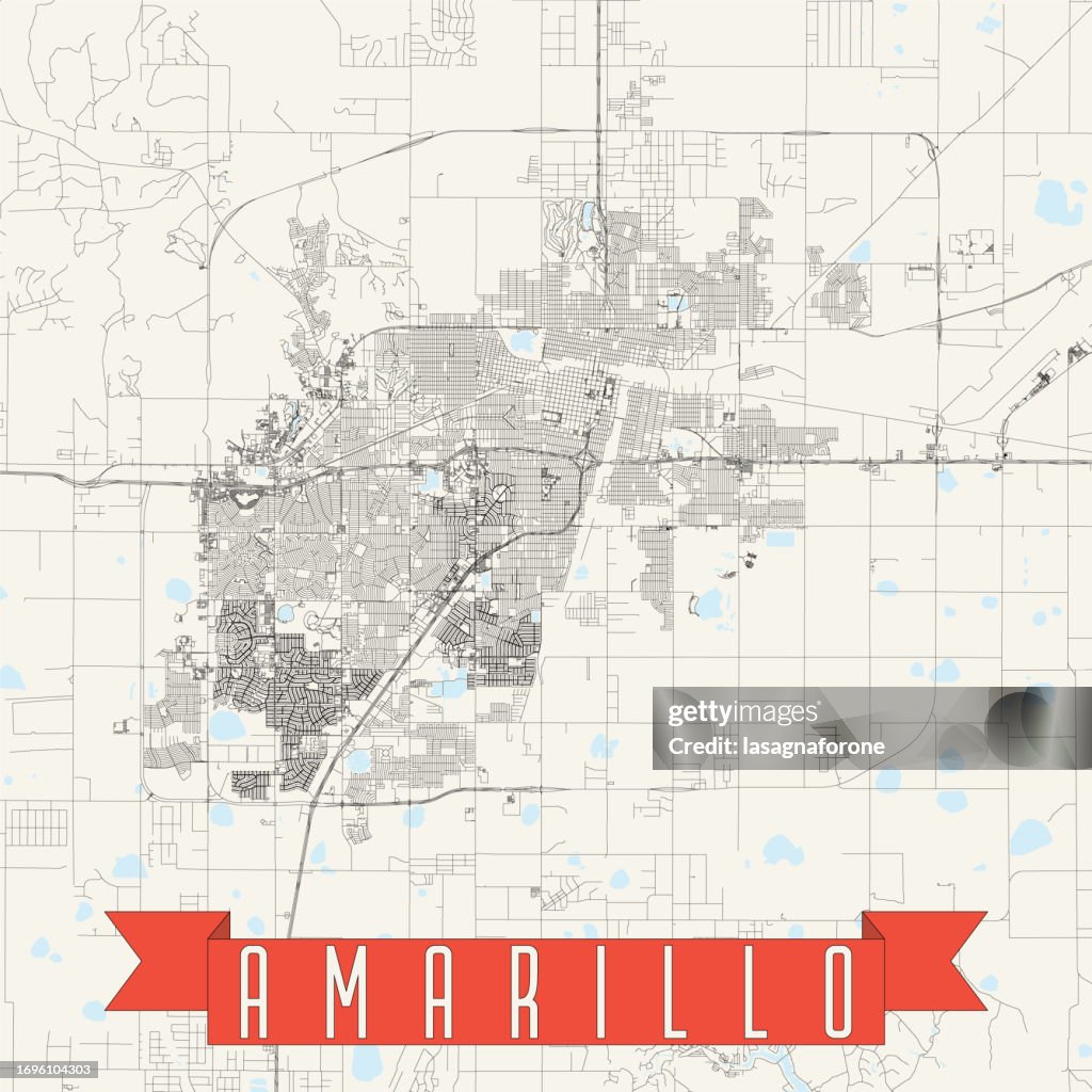 Amarillo, Texas, USA Vector Map