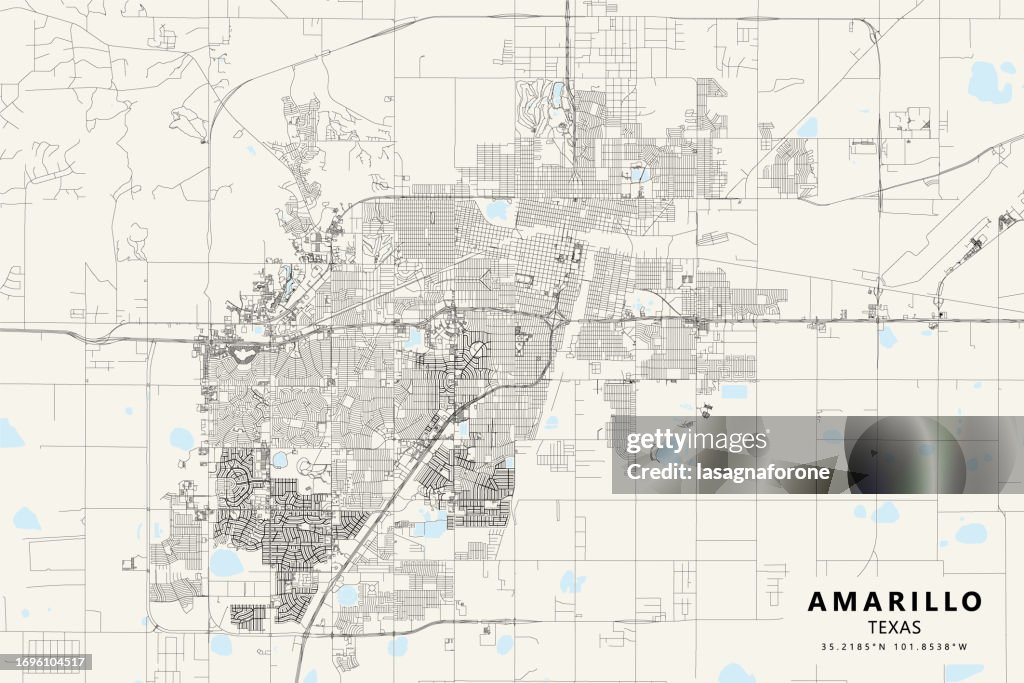 Amarillo, Texas, USA Vector Map