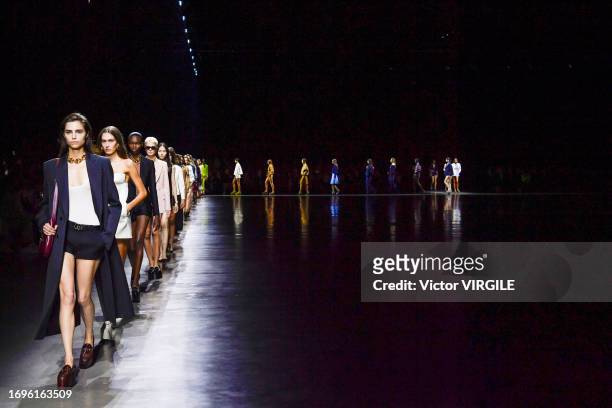 Model walks the runway during the Gucci Ready to Wear Spring/Summer 2024 show as part of the Milan Fashion Week on September 22, 2023 in Milan, Italy.
