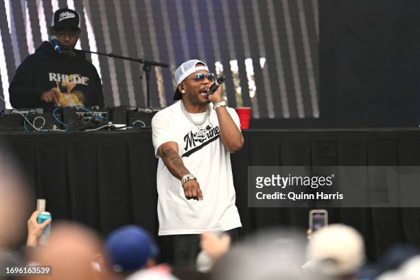 American rapper and singer Nelly performs during day one of the LIV Golf Invitational - Chicago at Rich Harvest Farms on September 22, 2023 in Sugar...
