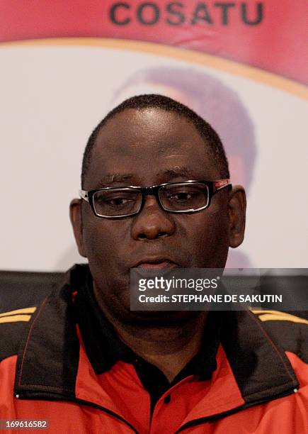 The general secretary of the Congress of South African Trade Unions , Zwelinzima Vavi, gives a press conference on May 29, 2013 at COSATU...