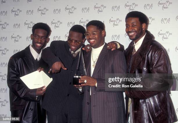 Group Boyz II Men attends the 23rd Annual American Music Awards on January 29, 1996 at the Shrine Auditorium in Los Angeles, California.