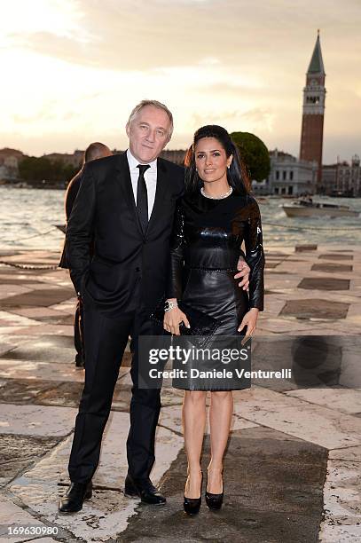 Francois-Henri Pinault and actress Salma Hayek attend the Dinner At 'Fondazione Cini, Isola Di San Giorgio' during the 2013 Venice Biennale on May...