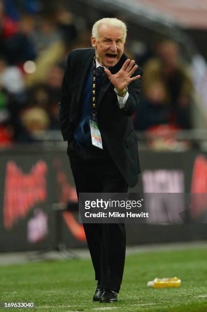 Giovanni Trapattoni manager of the Republic of Ireland shouts during the International Friendly match between England and the Republic of Ireland at...