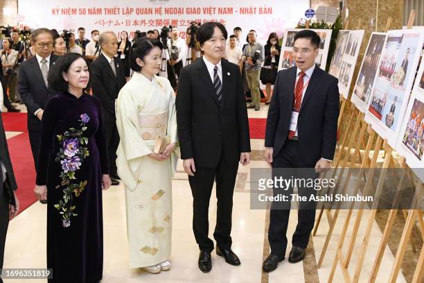Crown Prince Fumihito, Crown Prince Akishino and Crown Princess Kiko of Akishino attend the ceremony to mark the 50th anniversary of the...