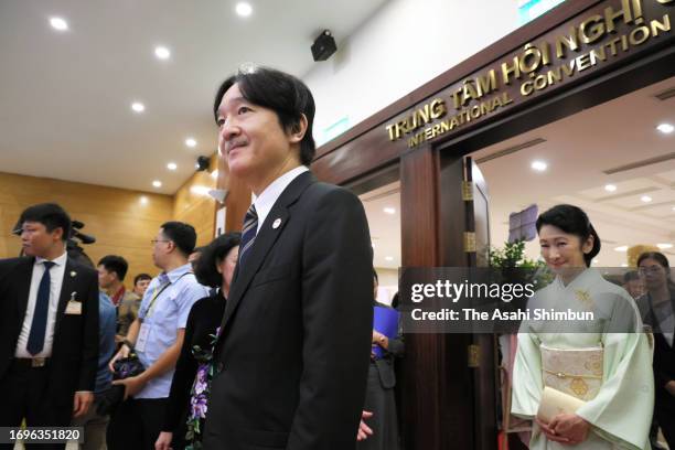 Crown Prince Fumihito, Crown Prince Akishino and Crown Princess Kiko of Akishino attend the ceremony to mark the 50th anniversary of the...