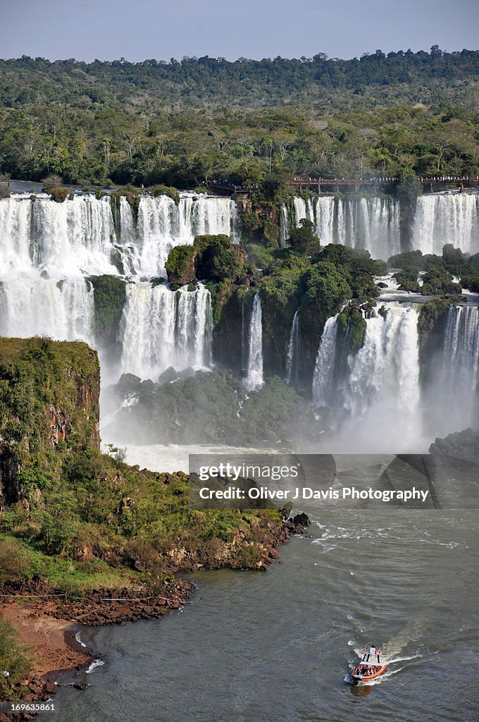 Iguazu Falls and River with Tourist Boat