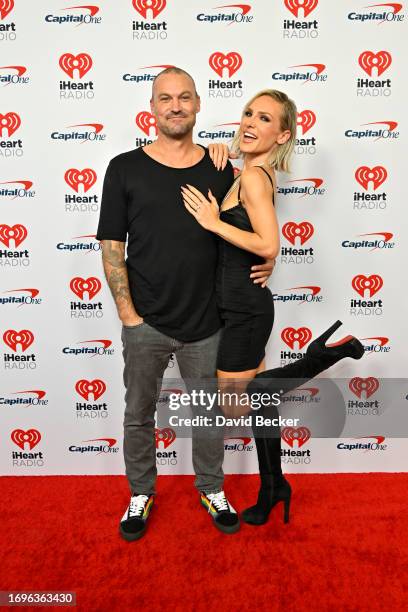 Brian Austin Green and Sharna Burgess attend the 2023 iHeartRadio Music Festival at T-Mobile Arena on September 22, 2023 in Las Vegas, Nevada.