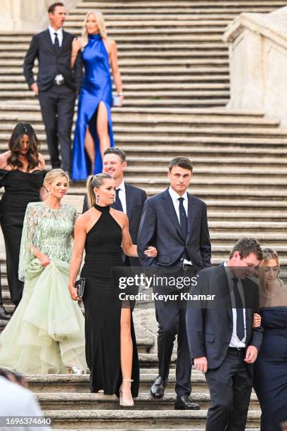 Team Europe players Ludvig Aberg partner Olivia Peet, Justin Rose and Kate Phillips arrive for a photo call on the Spanish Steps prior to a gala for...