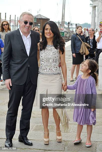 Salma Hayek, Francois-Henri Pinault and Valentina Pinault attend Prima Materia VIP Preview on May 29, 2013 in Venice, Italy.