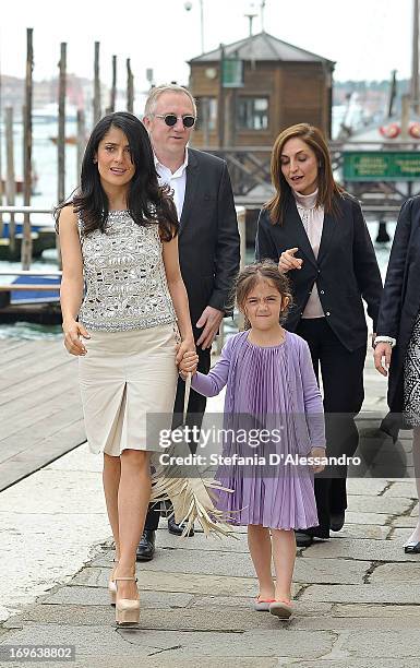 Salma Hayek, Francois-Henri Pinault and Valentina Pinault attend Prima Materia VIP Preview on May 29, 2013 in Venice, Italy.