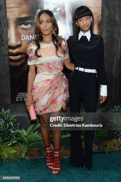 Jada Pinkett Smith and Willow Smith attend the "After Earth" premiere at Ziegfeld Theater on May 29, 2013 in New York City.