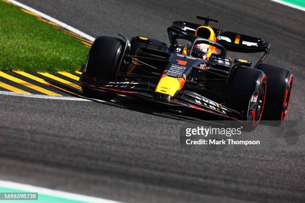 Max Verstappen of the Netherlands driving the Oracle Red Bull Racing RB19 on track during final practice ahead of the F1 Grand Prix of Japan at...