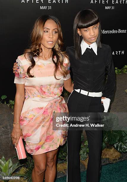 Jada Pinkett Smith and Willow Smith attend the "After Earth" premiere at Ziegfeld Theater on May 29, 2013 in New York City.