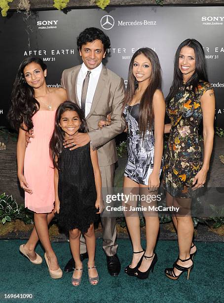 Director M. Night Shyamalan and family attend Columbia Pictures and Mercedes-Benz Present the US Red Carpet Premiere of AFTER EARTH at Ziegfeld...