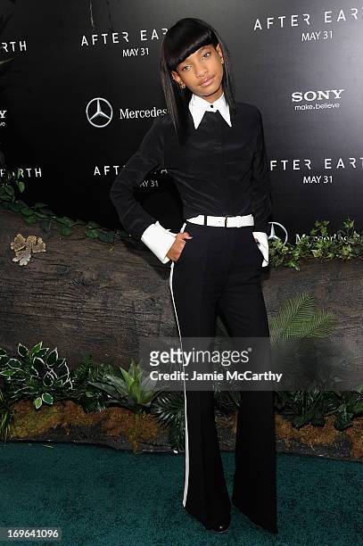 Willow Smith attends Columbia Pictures and Mercedes-Benz Present the US Red Carpet Premiere of AFTER EARTH at Ziegfeld Theatre on May 29, 2013 in New...