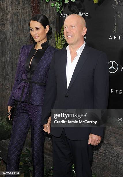Emma Heming and Bruce Willis attend Columbia Pictures and Mercedes-Benz Present the US Red Carpet Premiere of AFTER EARTH at Ziegfeld Theatre on May...