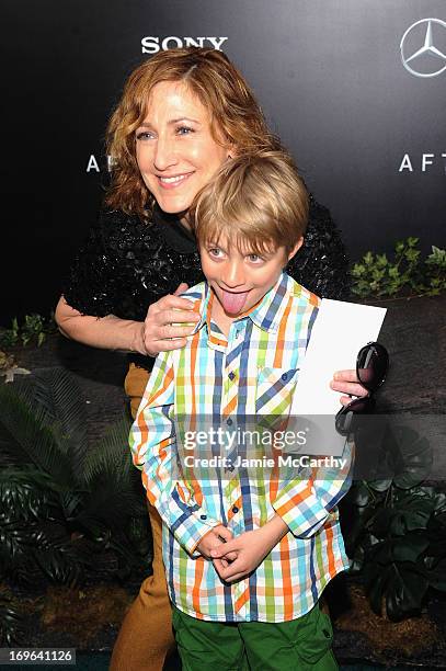Actress Edie Falco and Anderson Falco attend Columbia Pictures and Mercedes-Benz Present the US Red Carpet Premiere of AFTER EARTH at Ziegfeld...