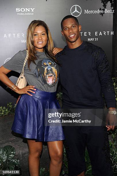 Elaina Watley and professional football player Victor Cruz attends Columbia Pictures and Mercedes-Benz Present the US Red Carpet Premiere of AFTER...