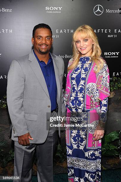 Alfonso Ribeiro and Angela Unkrich attends Columbia Pictures and Mercedes-Benz Present the US Red Carpet Premiere of AFTER EARTH at Ziegfeld Theatre...