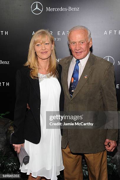 Buzz Aldrin and guest attend Columbia Pictures and Mercedes-Benz Present the US Red Carpet Premiere of AFTER EARTH at Ziegfeld Theatre on May 29,...