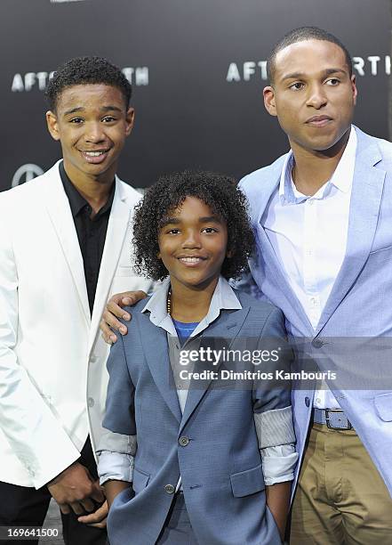 Darien Seaberry, Jaden Martin and Louis Stancil attend the "After Earth" premiere at the Ziegfeld Theater on May 29, 2013 in New York City.
