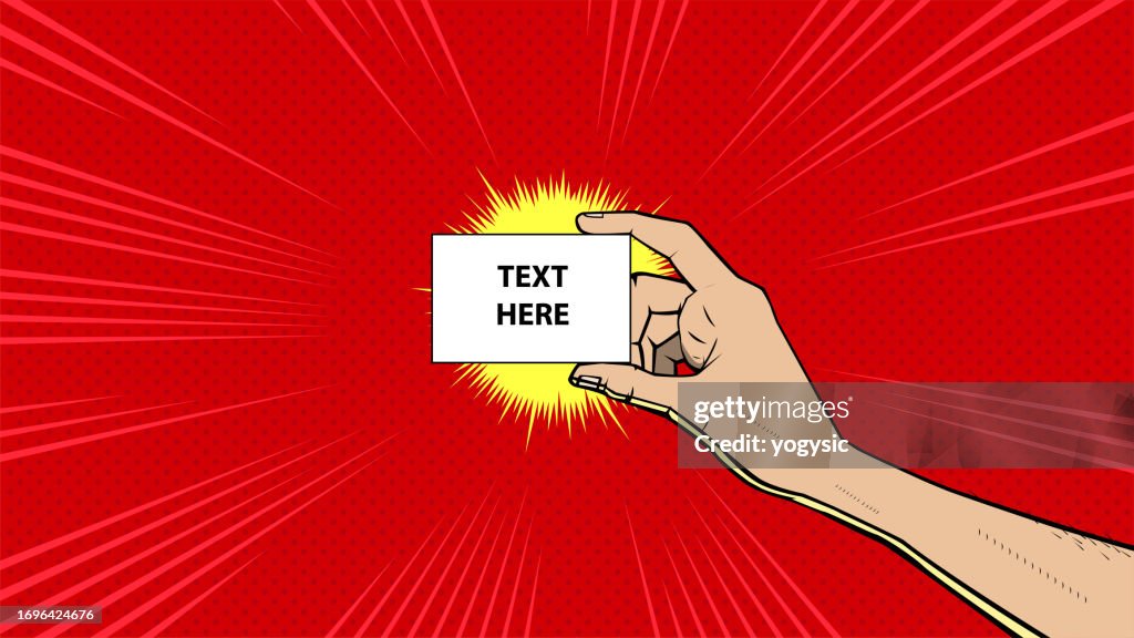 Vector Pop Art Hand Holding a Card Stock Illustration